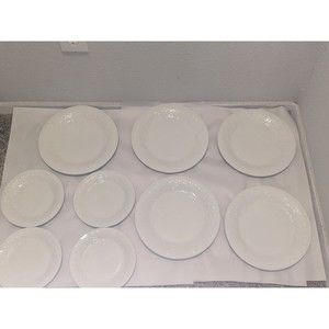 Gibson USA Everyday China Dinner (5) Salad(4) Plates White Embossed Raised Fruit
